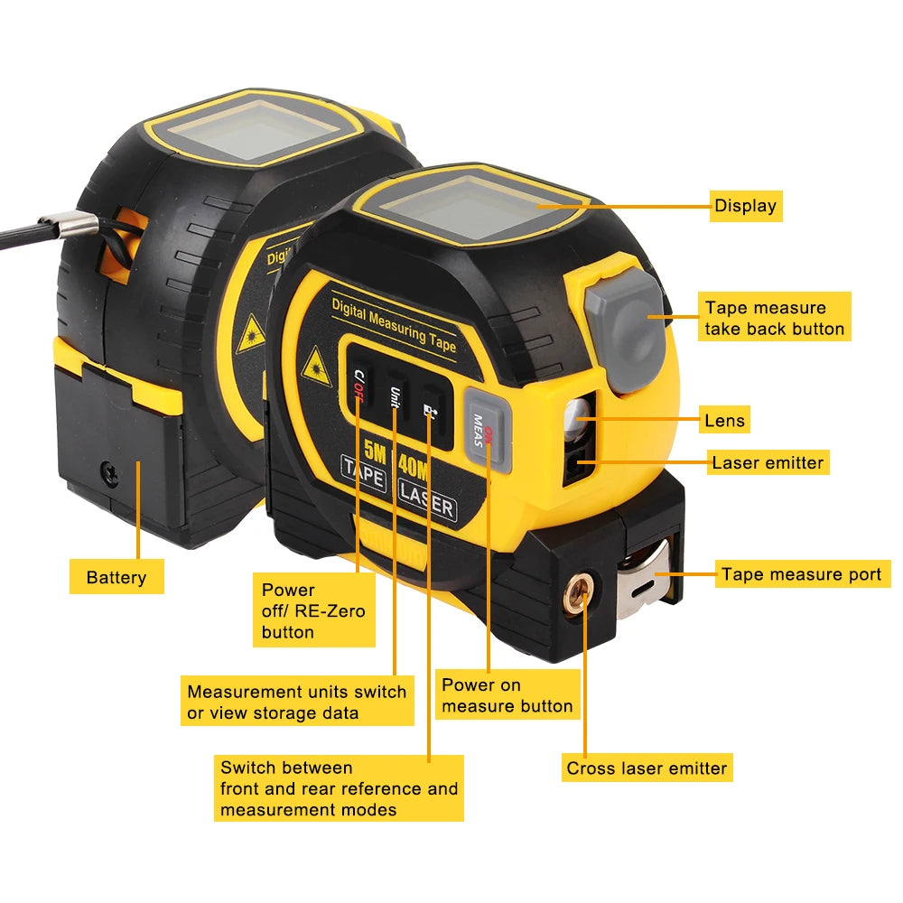 3 in 1 Laser Measuring Tape - Trend Finder