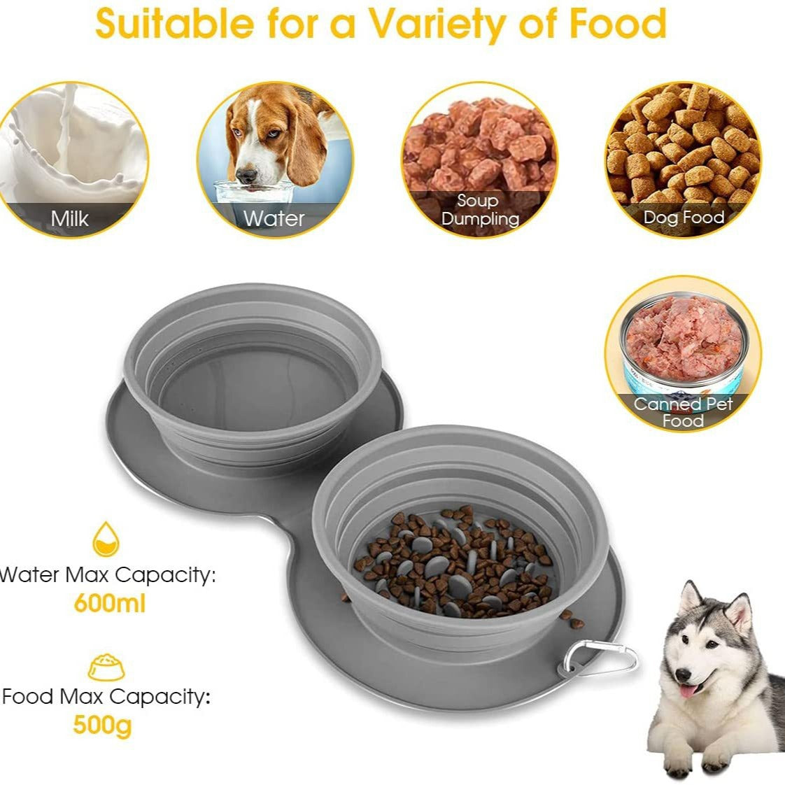 Silicone Foldable Slow Feeding Pet Bowl - Trend Finder