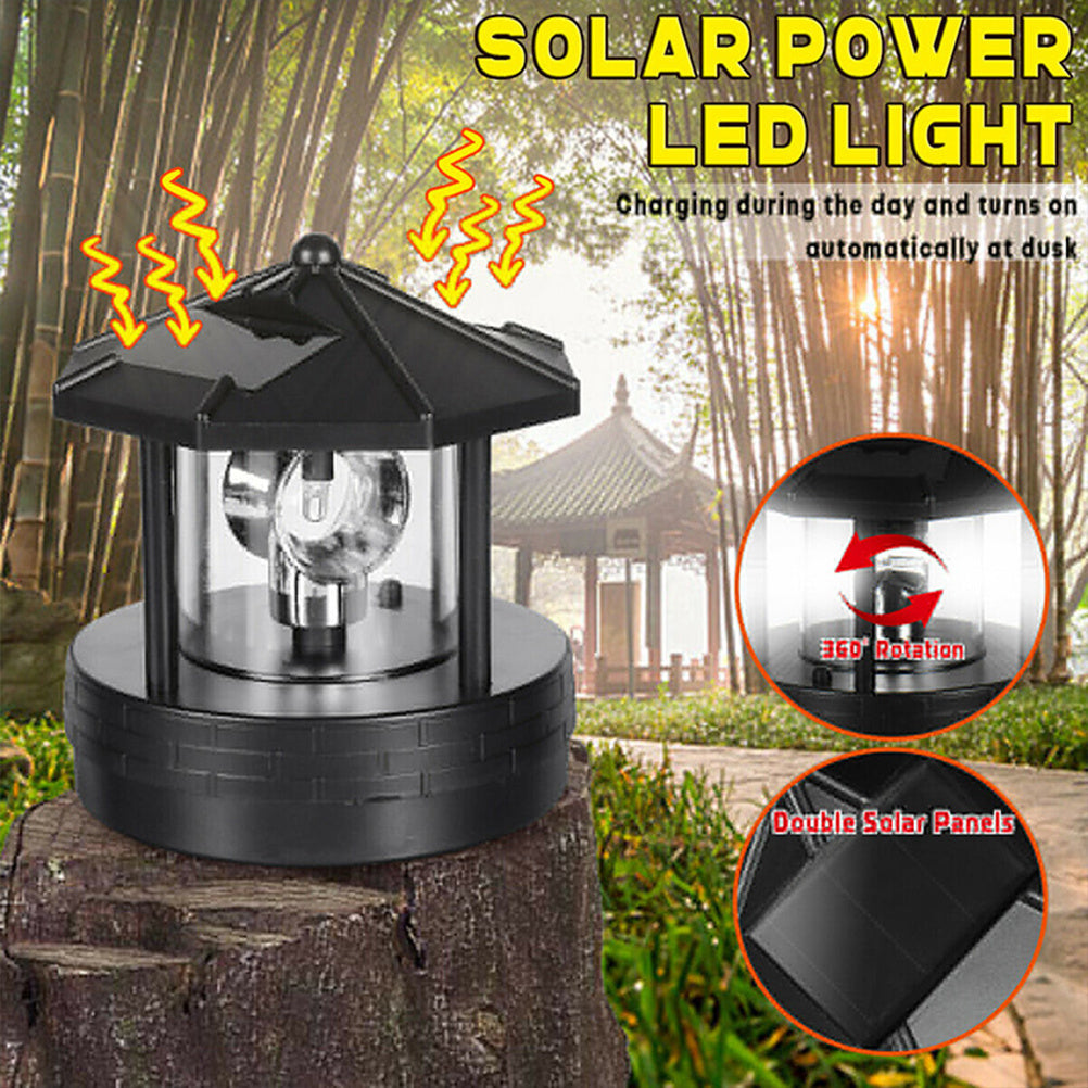 Solar Powered Rotating LED Lighthouse - Trend Finder