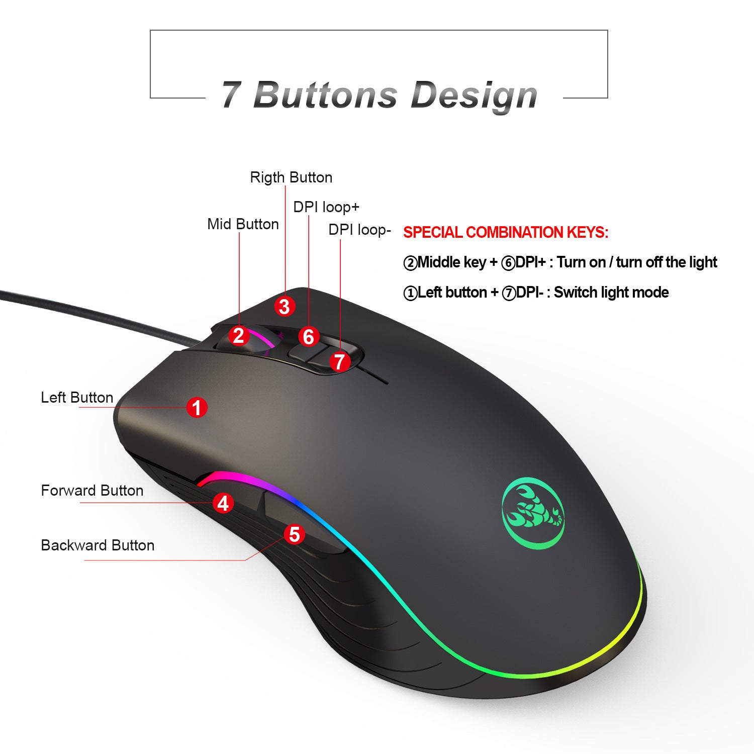 Glowing Wired Computer Gaming Mouse - Trend Finder