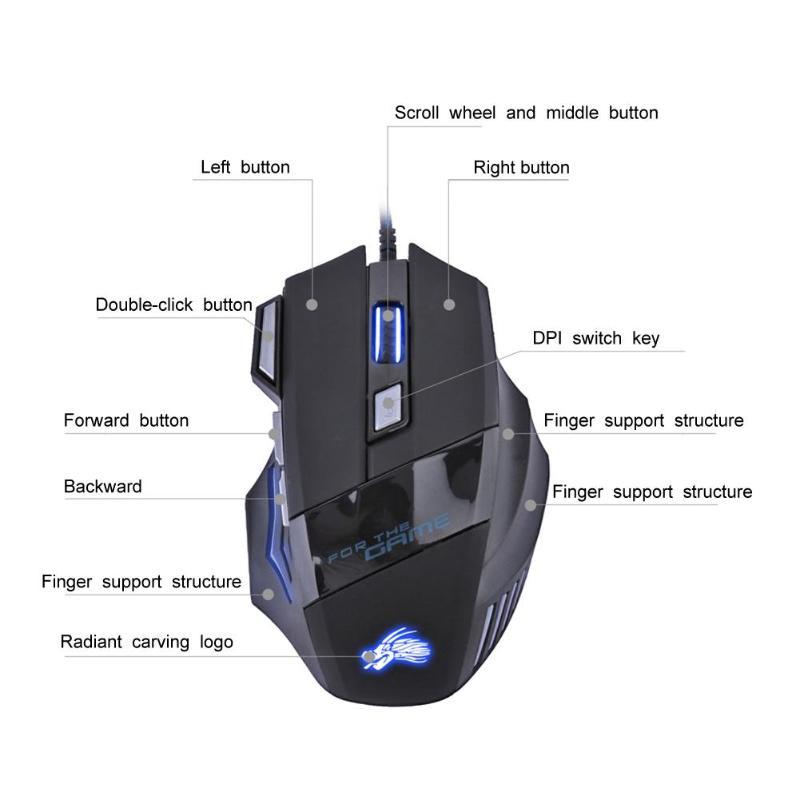 7-Color LED Backlight Wired Gaming Mouse 5500DPI - Trend Finder