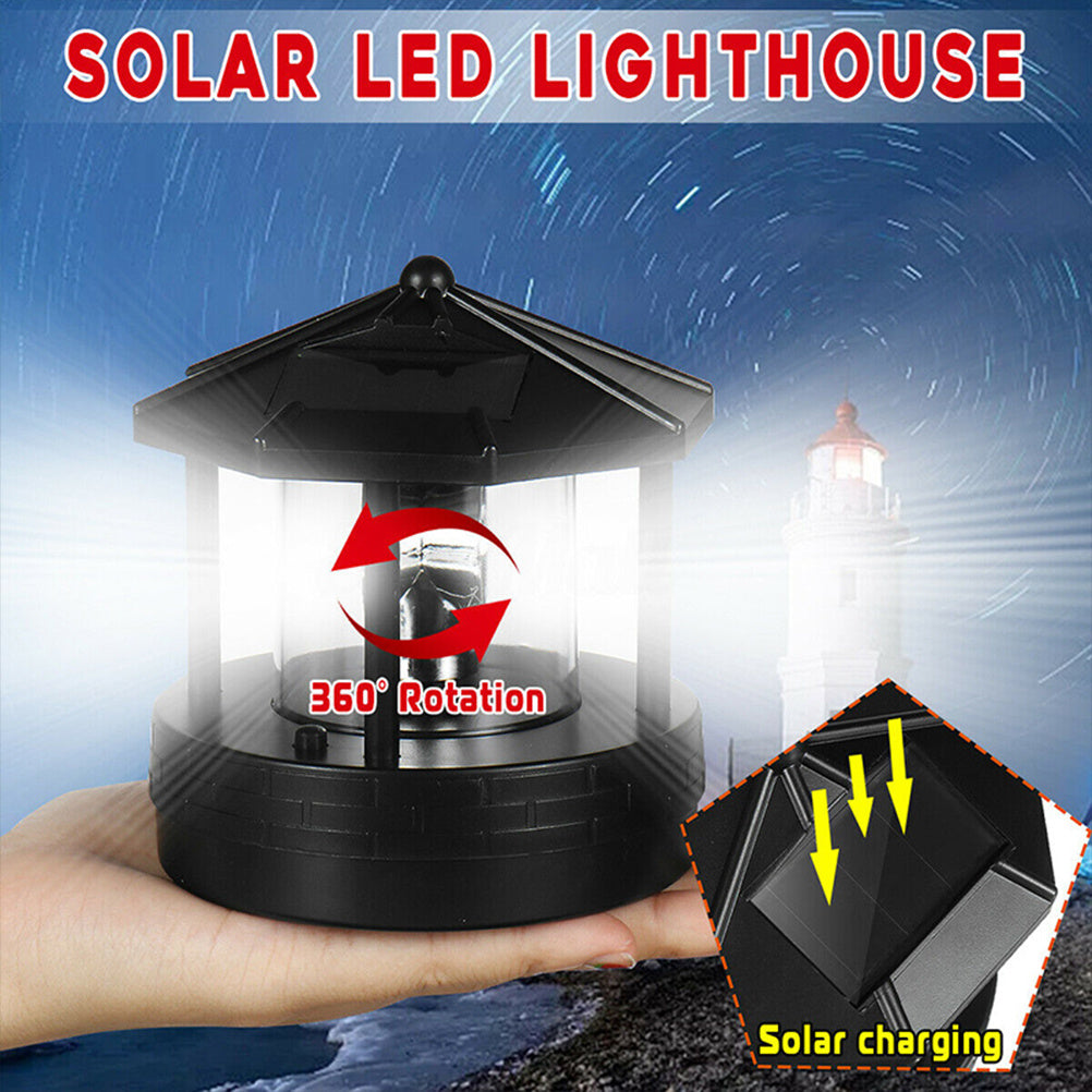 Solar Powered Rotating LED Lighthouse - Trend Finder